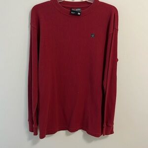 South Pole thermal waffle knit tee shirt size medium textured burgundy pullover
